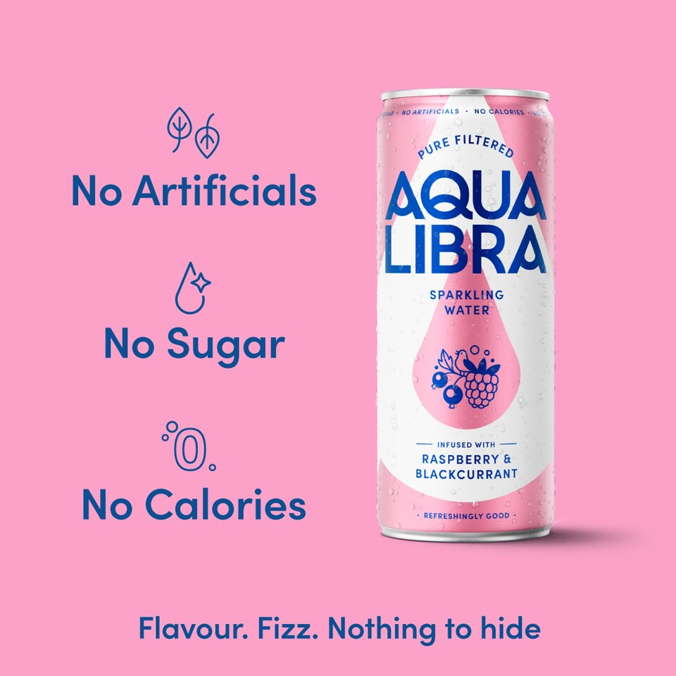 image 1 of Aqua Libra Sparkling Water Raspberry and Blackcurrant 330m