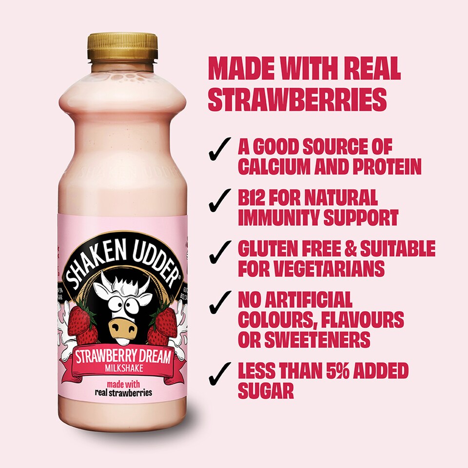 image 1 of Shaken Udder Strawberries & Clotted Cream Milkshake 750Ml