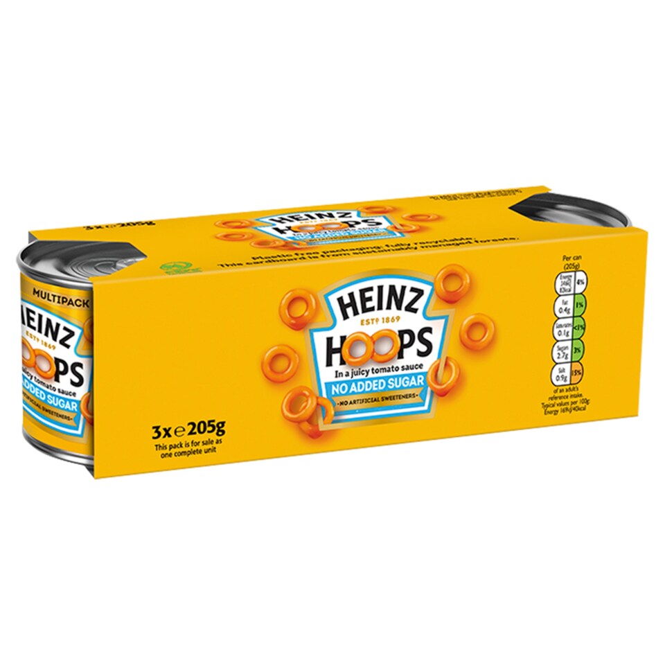 Heinz No Added Sugar Hoops 3 Pack 205G