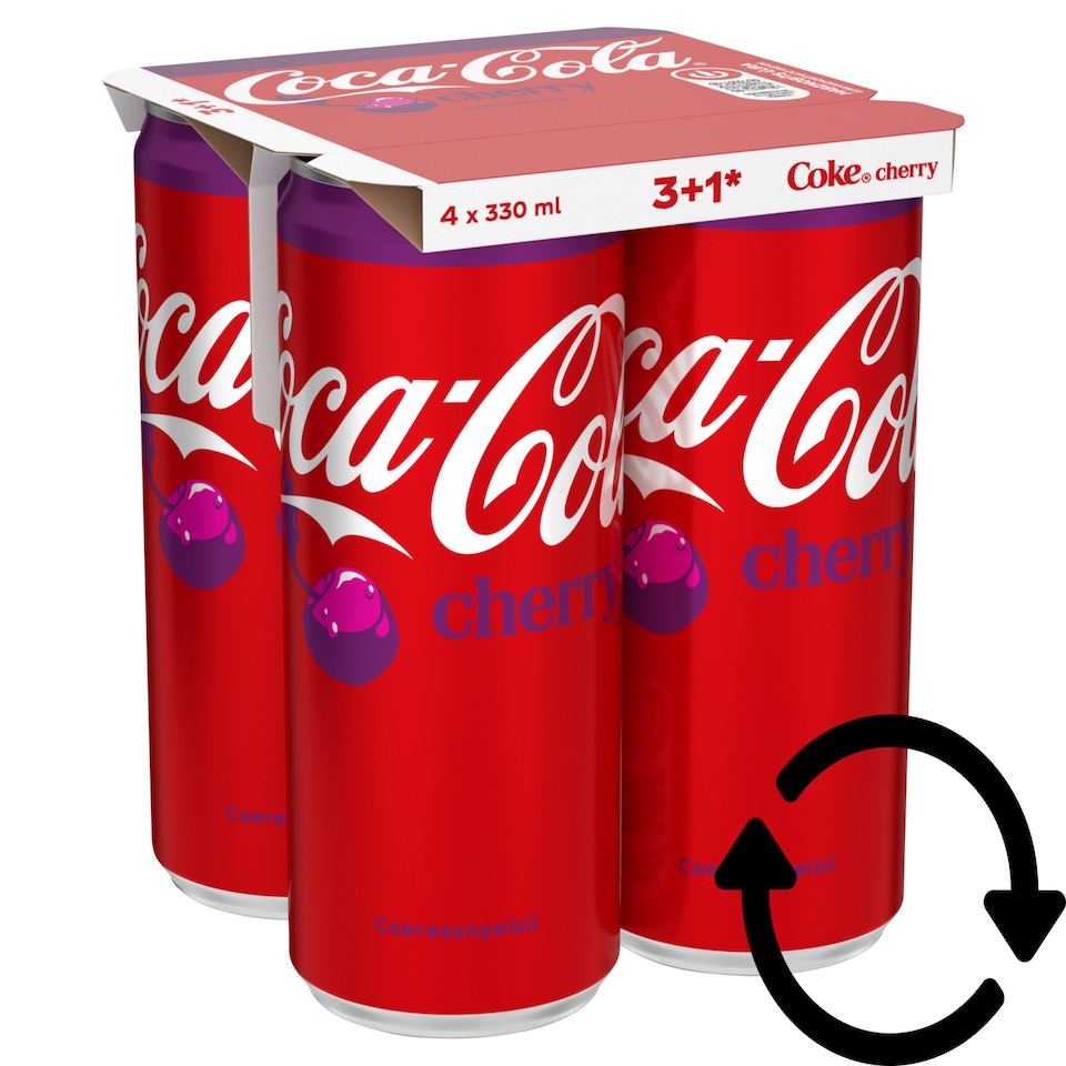 Coca-Cola Cherry cola- és cseresznyeízű szénsavas üdítőital 4 x 330 ml
