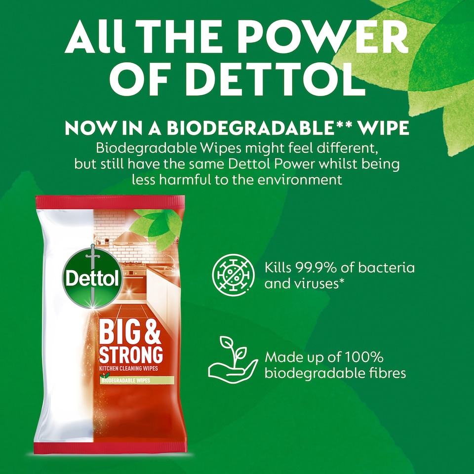 image 1 of Dettol Big & Strong Kitchen Surface Cleaning Wipes 25 Pack