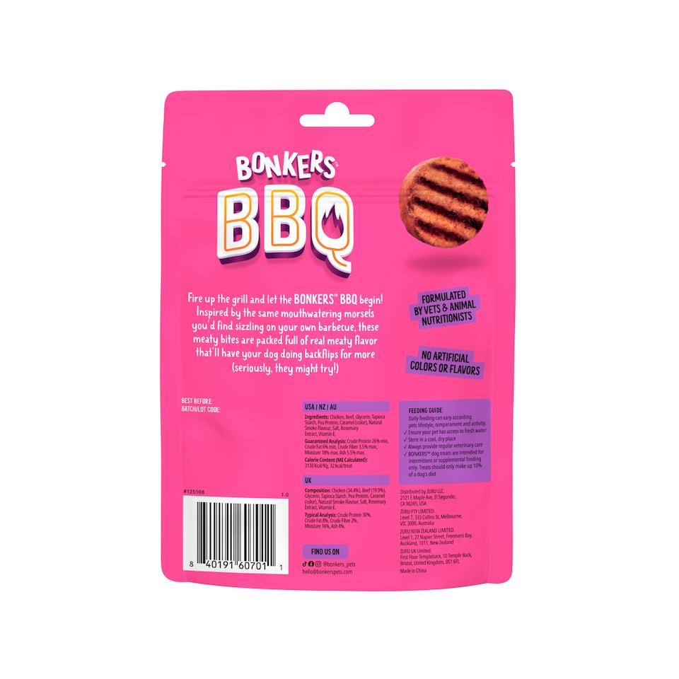 image 1 of Bonkers Dog Treats Dry BBQ Burger Patties 85 G