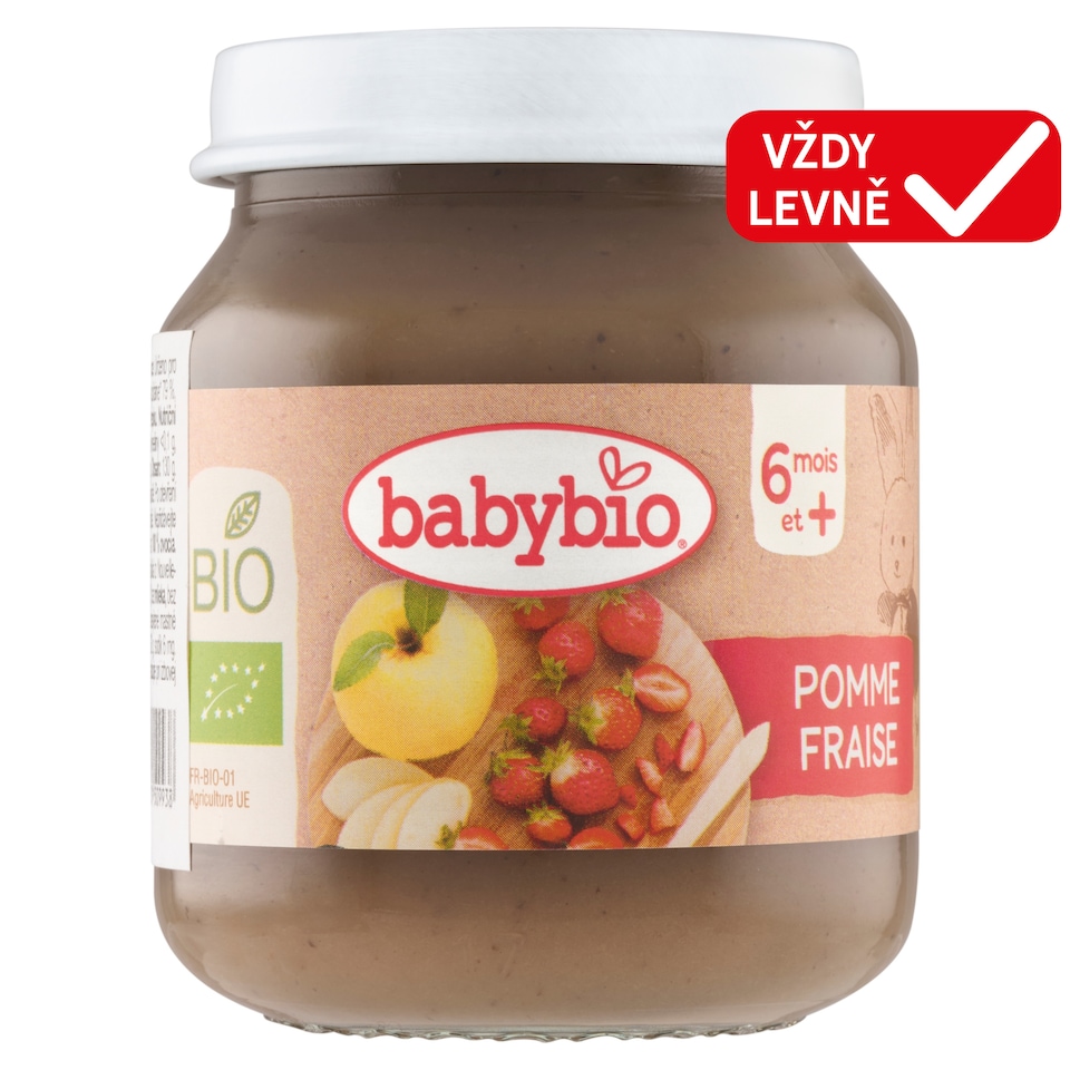 Babybio Ovocný příkrm jablko a jahody 130g
