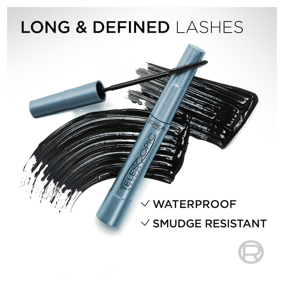 image 1 of L'Oréal Paris Telescopic Mascara, Black Waterproof, 7.7ml
