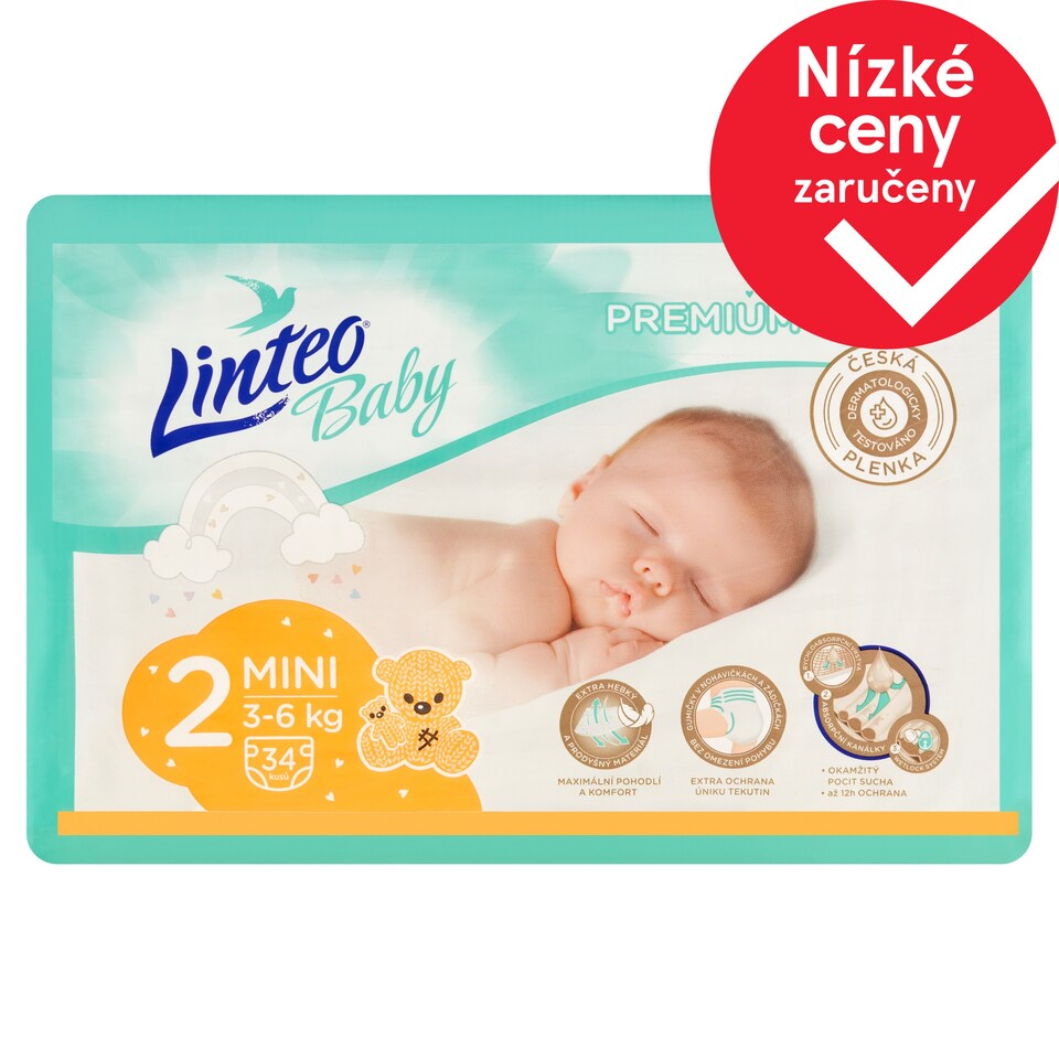 Linteo Baby Premium plenky 2 mini 3-6kg 34 ks