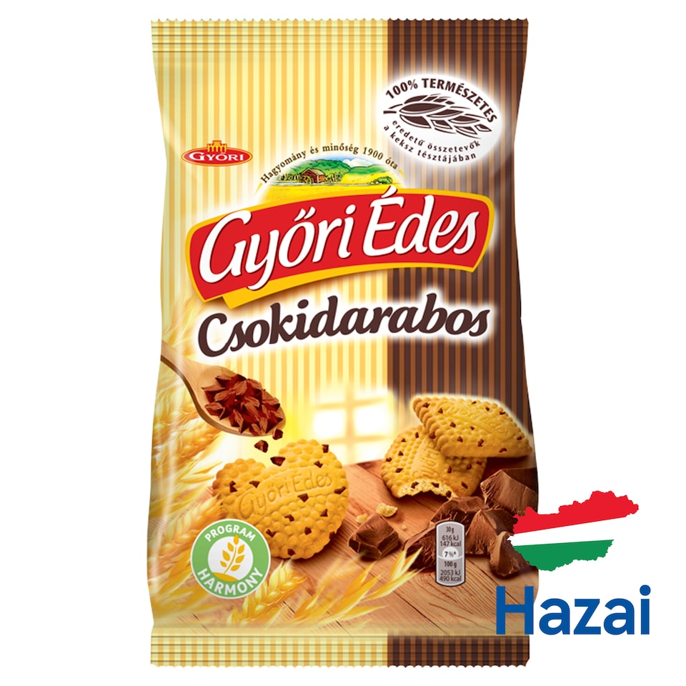 Győri Édes Csokidarabos Friable Honey Biscuits with Chocolate Pieces 150 g