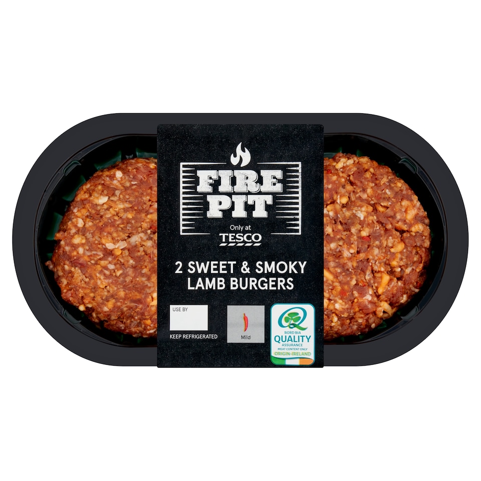 Tesco Fire Pit 2 Sweet & Smoky Lamb Burgers 300g