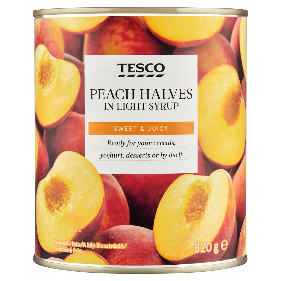 Tesco hámozott, felezett őszibarack édes lében 820 g
