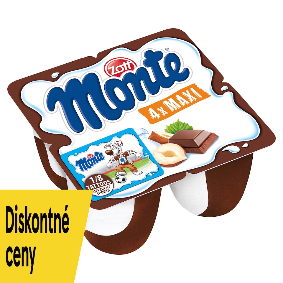 obrázok 1 z Zott Monte Maxi mliečny dezert čokoládový s lieskovými orieškami 4 x 100 g (400 g)