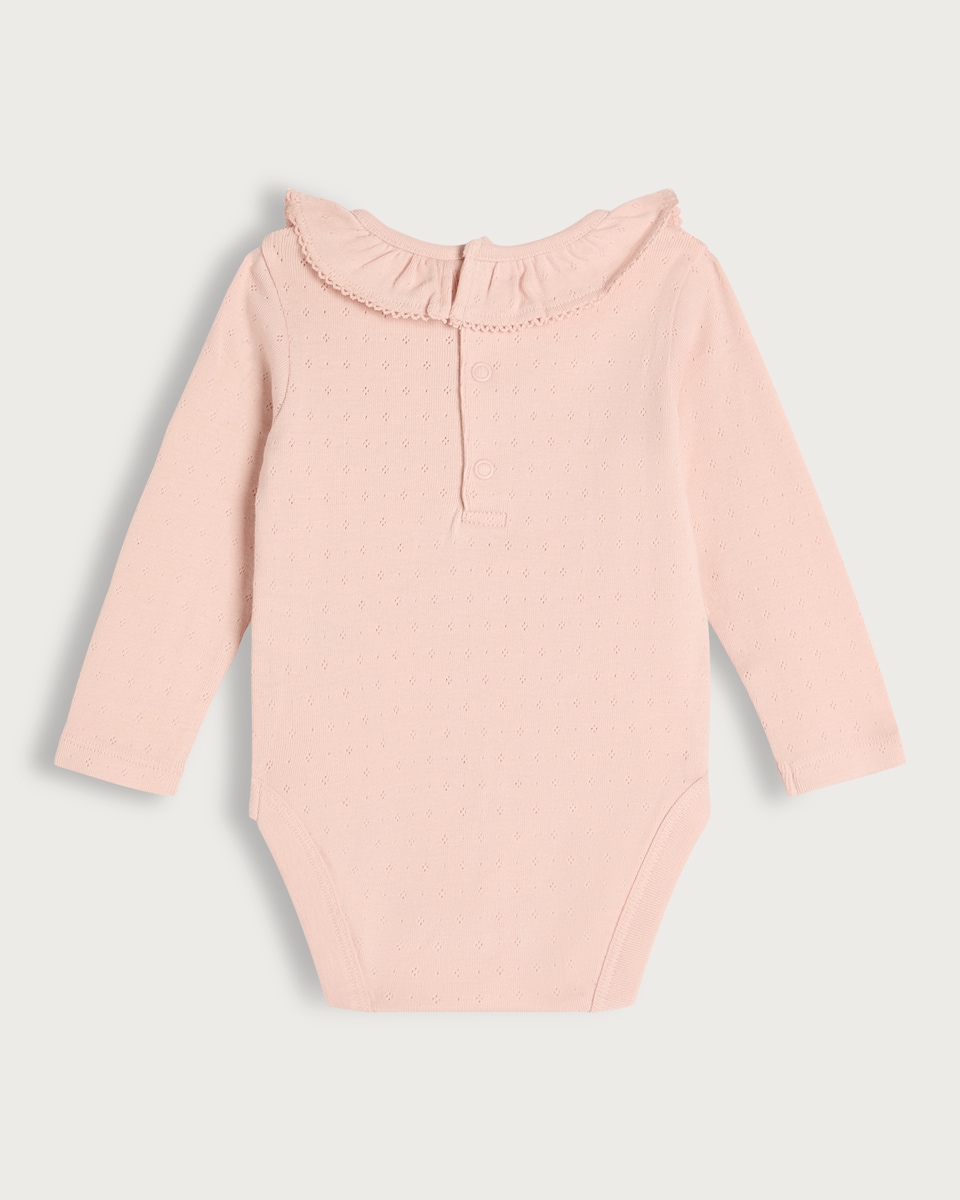 image 1 of F&F Baby 3-Pack Pure Cotton Ruffle Neck Bodysuits in Pink
