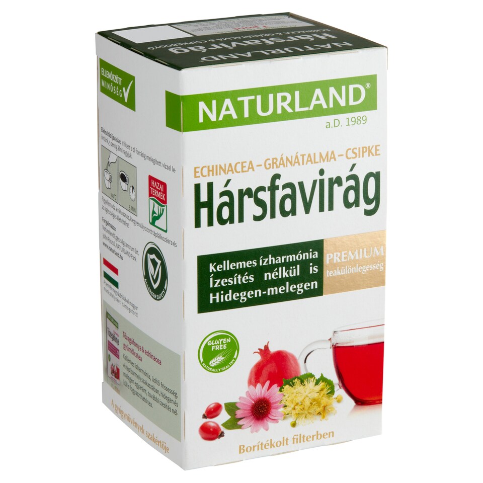 Naturland hársfavirág & echinacea & gránátalma & csipkebogyó teakeverék 20 filter 24 g   1. kép
