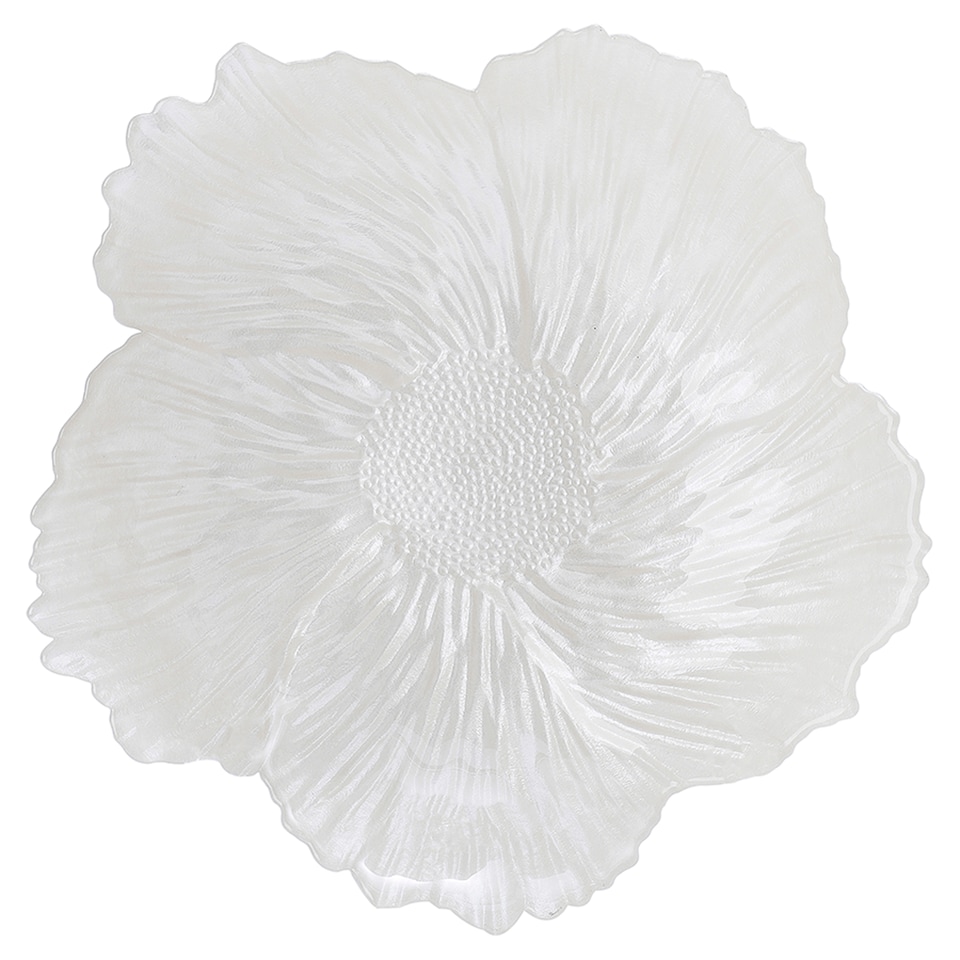 F&F Home White Petal Glass Flower Bowl Large