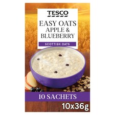 Tesco Easy Oats Apple & Blueberry Porridge 10 X36g