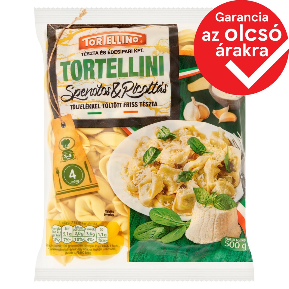 Tortellino Tortellini spenótos & ricottás töltelékel töltött friss tészta 500 g