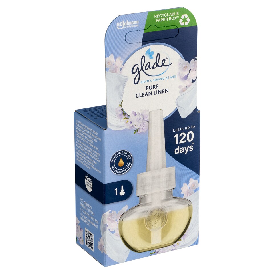 obrázok 1 z Glade Pure Clean Linen elektrický tekutý osviežovač vzduchu náplň 20 ml 