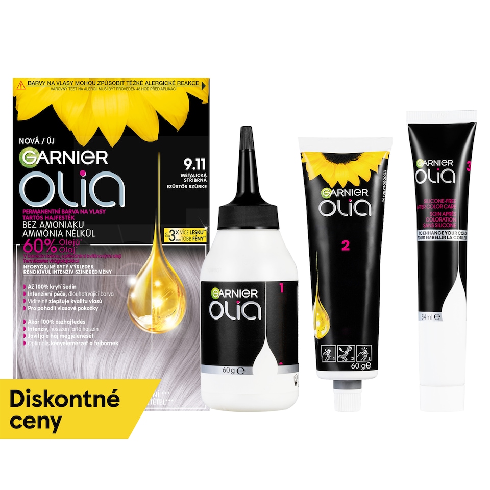 Garnier Olia permanentná farba na vlasy 9 .11 Metalická strieborná, 60 +60 +54 ml