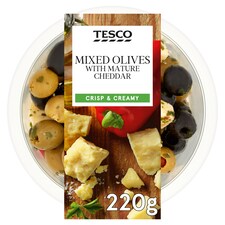 Tesco Mixed Olives With Cheddar 220G