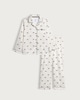 image 1 of F&F Girls Satin Bow Print Pyjama Set in White Multi