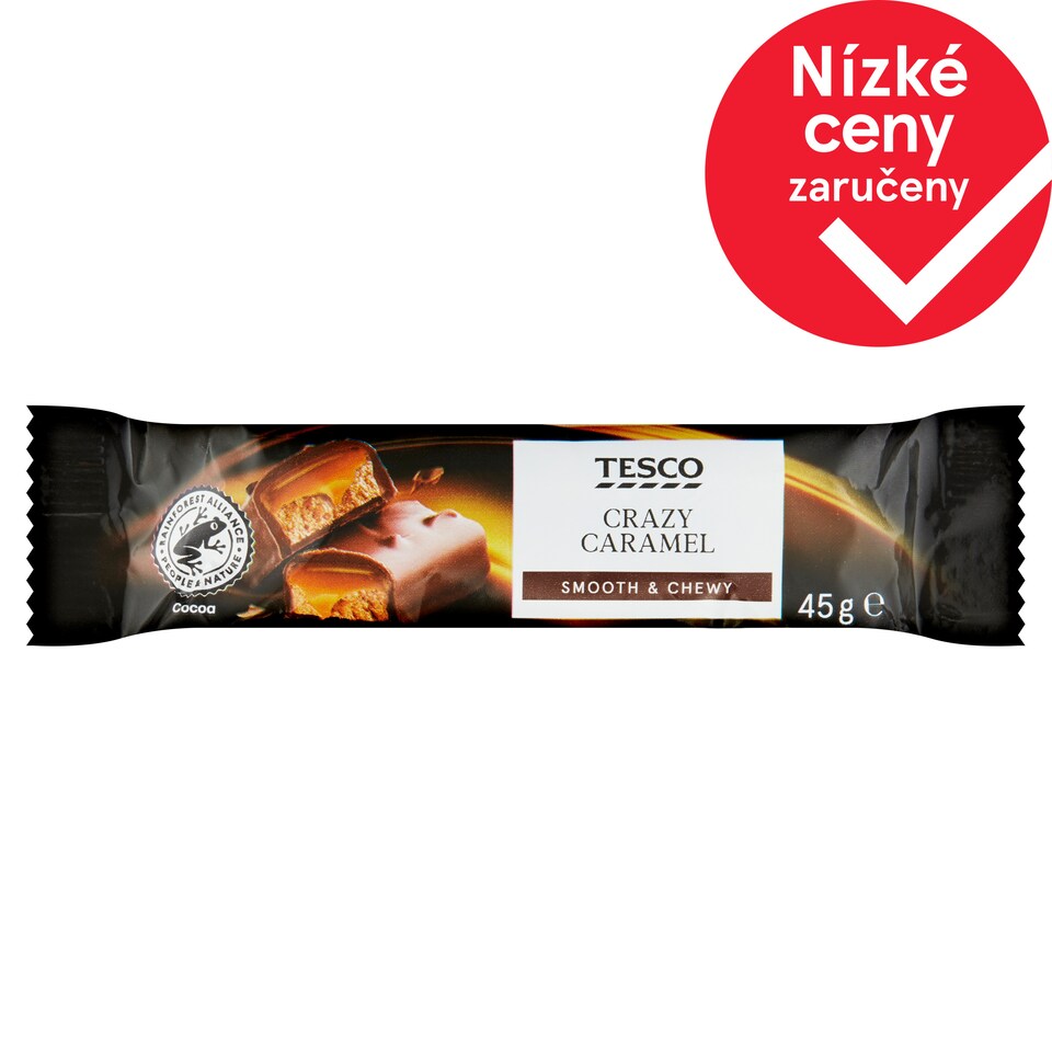 Tesco Tyčinka s nugátem a karamelem v mléčné čokoládě 45g