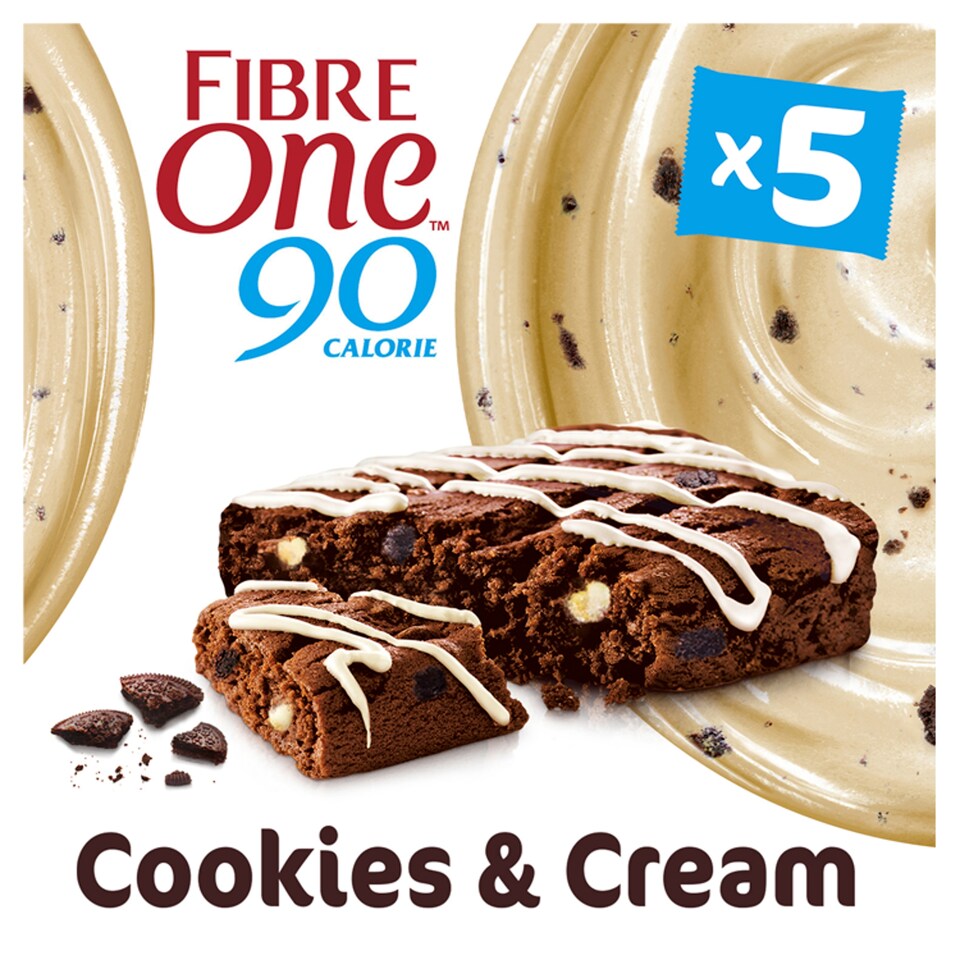 Fibre One 90 Calorie Cookies & Cream Drizzle Squares 5 x 24g (120g)