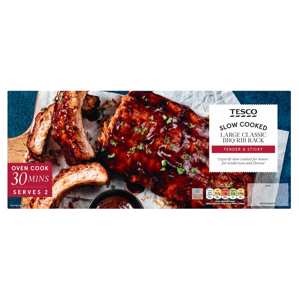 Tesco Slow Cooked Large Classic BBQ Ribs 646g