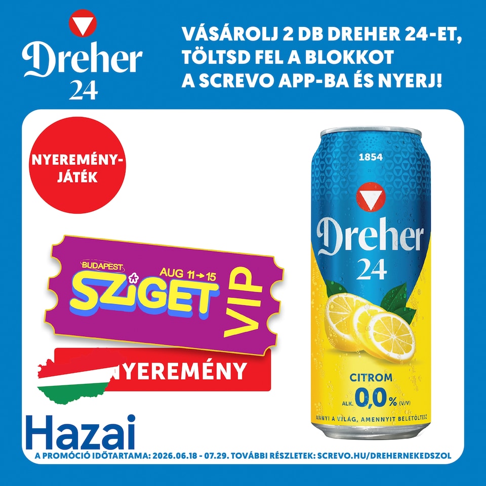 Dreher 24 Lemon Non-Alcoholic Light Beer and Lemon-Flavored Drink Mix 0,0% 0,5 l