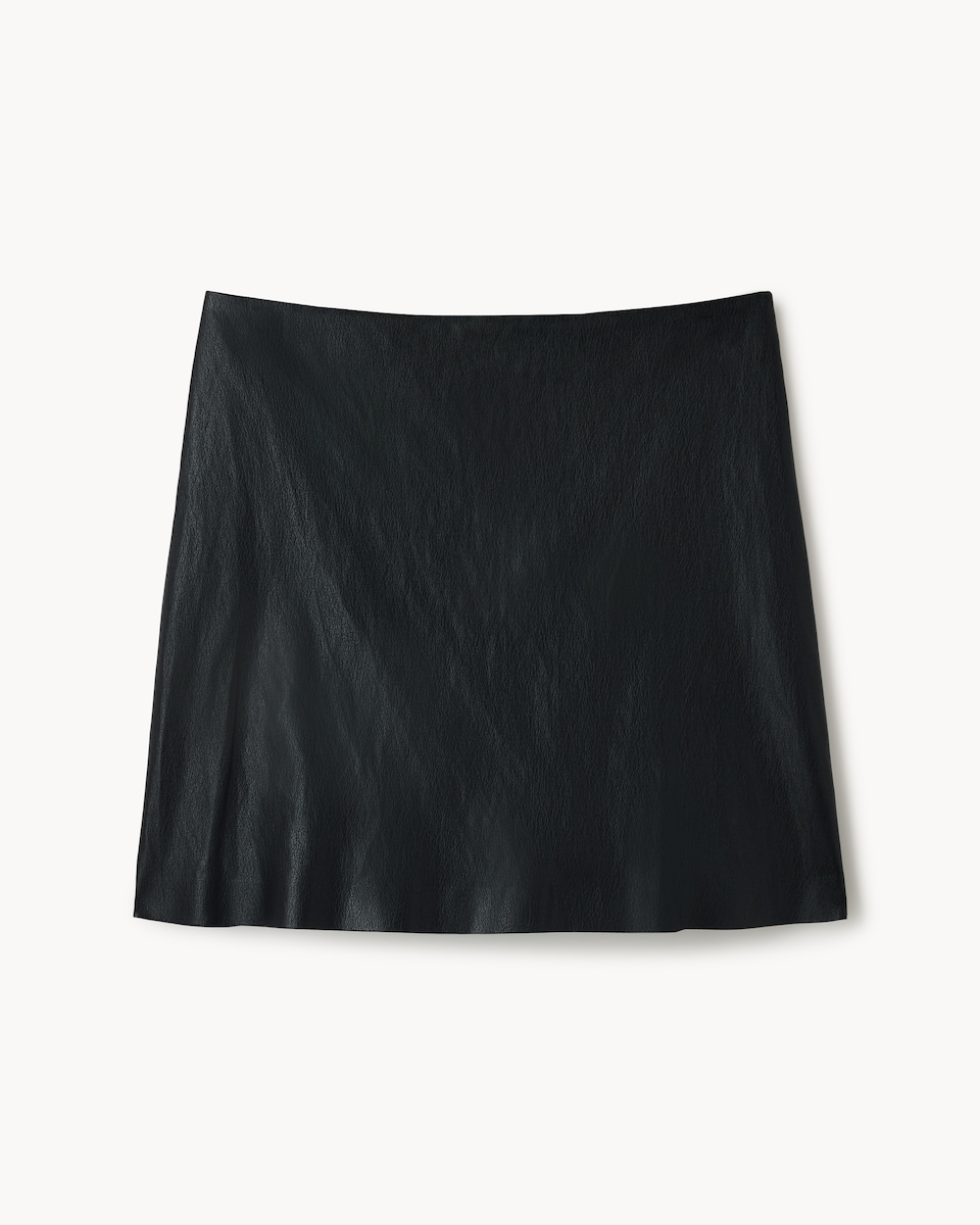 image 1 of F&F Faux Leather A-Line Mini Skirt in Black