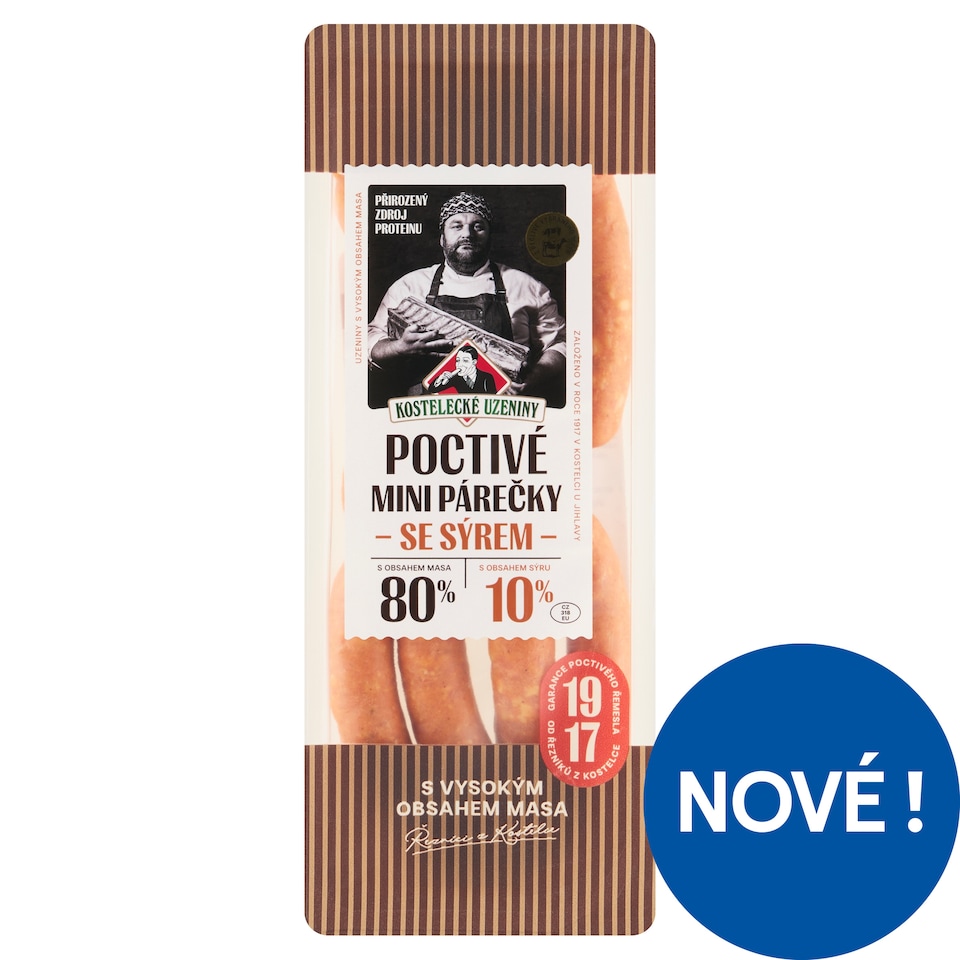 image 1 of Kostelecké Uzeniny Honest Mini Sausages with Cheese 0.180kg
