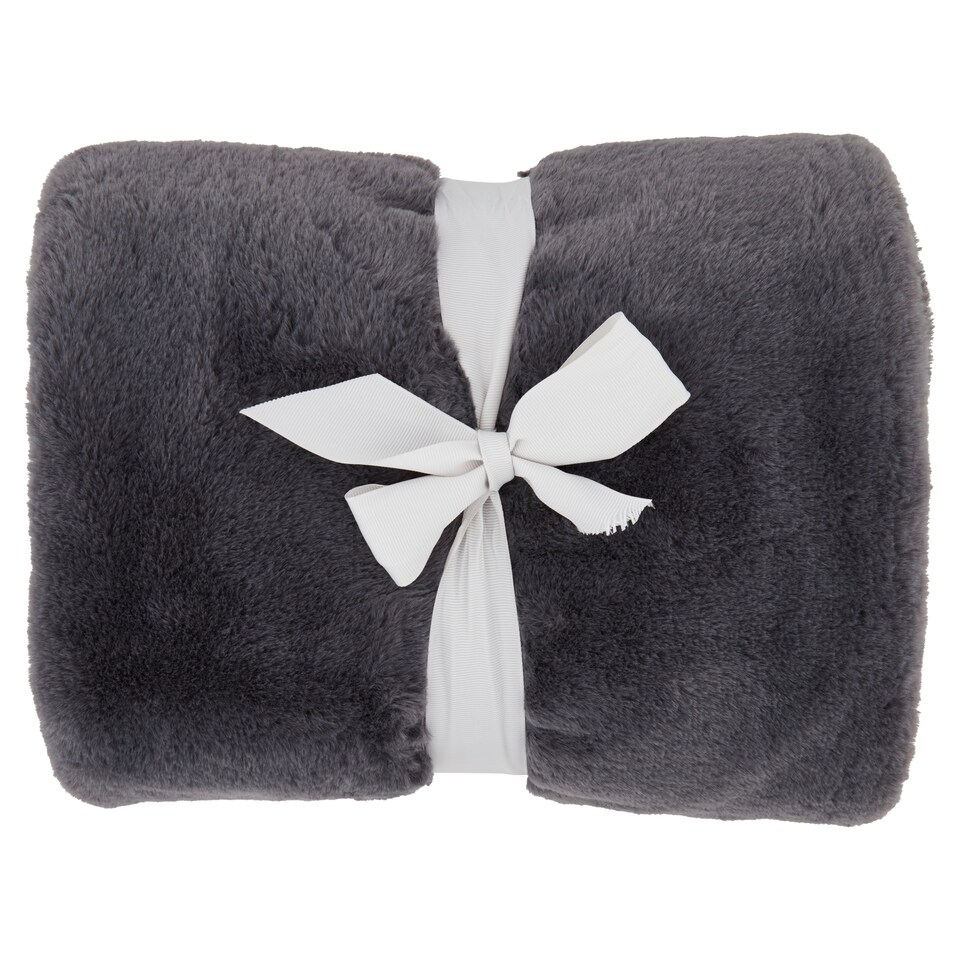 Tesco Fur Throw Grey