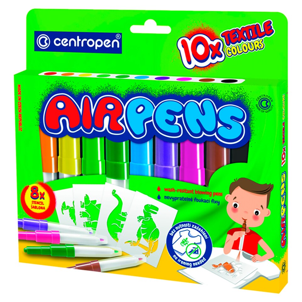 Centropen Airpens Wash-Resistant Blowing Pens for Textiles 10 pcs
