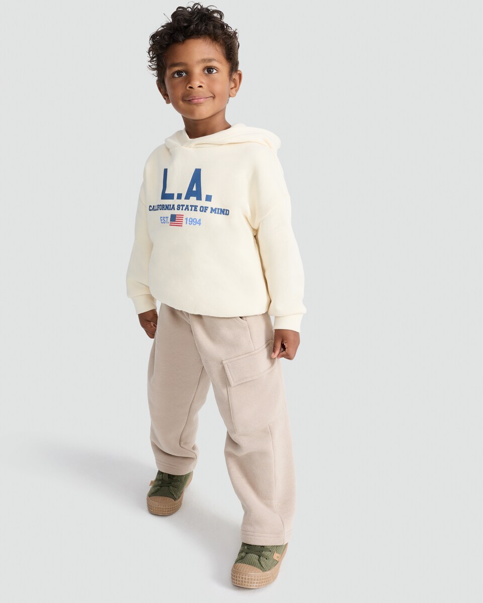 image 1 of F&F Cotton Rich L.A. Slogan Hoodie and Joggers Set in Multi