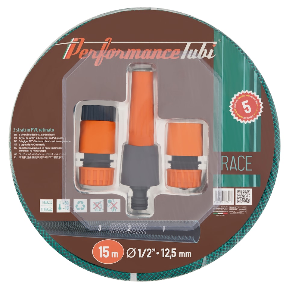 Performance Tubi Race PVC kerti locsolótömlő készlet Ø1/2" 15 m