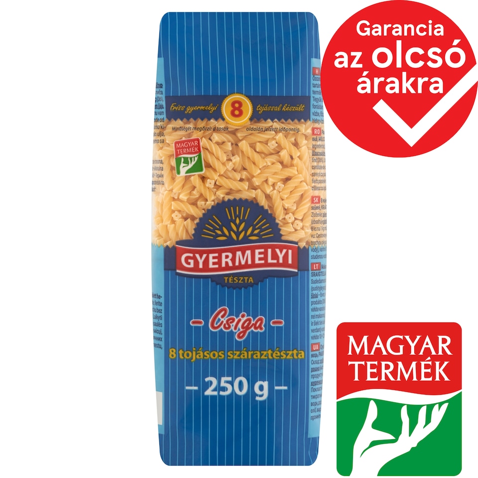Gyermelyi csiga 8 tojásos száraztészta 250 g