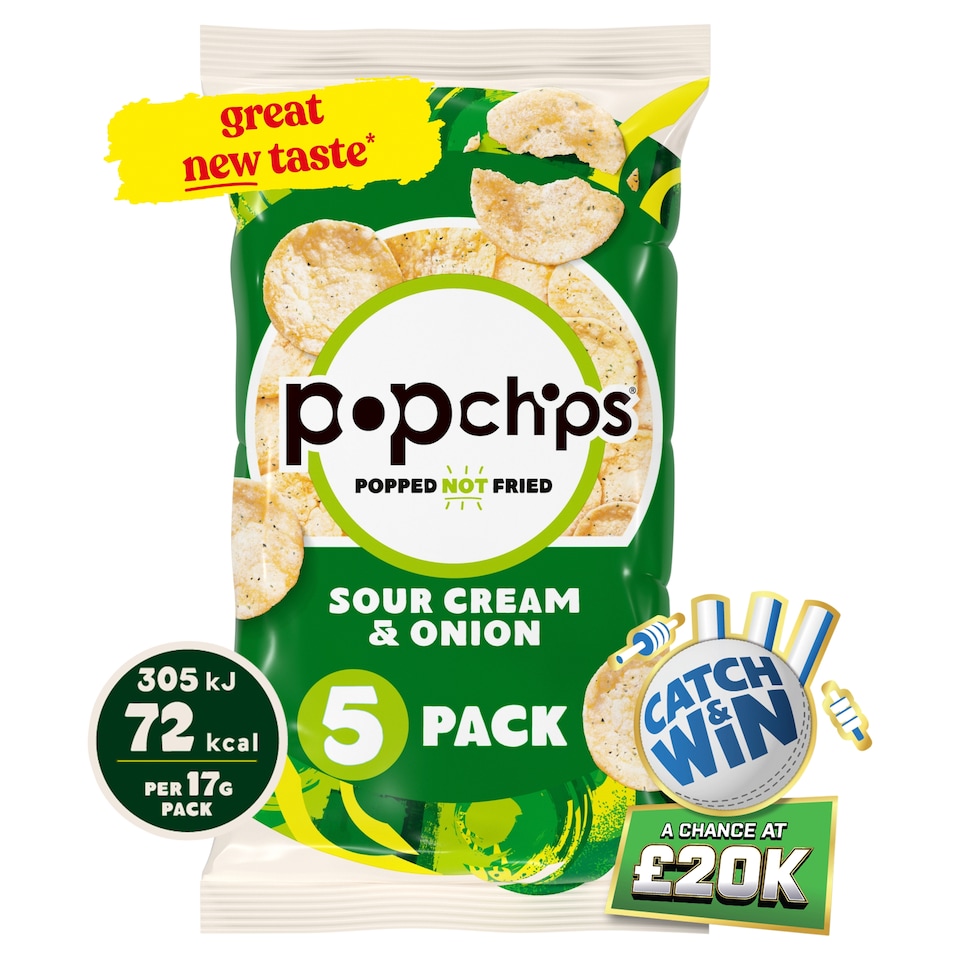 image 1 of Popchips Sour Cream & Onion Multipack Crisps 5x17g