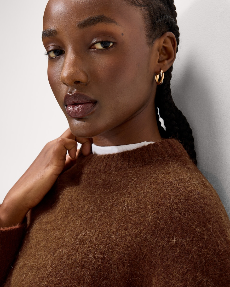 image 1 of F&F Alpaca Wool Blend Crew Neck Jumper in Brown
