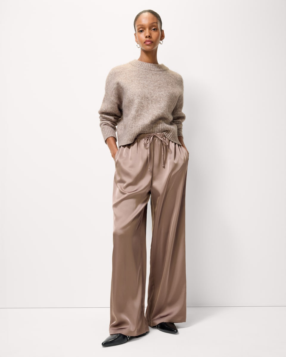 image 1 of F&F Satin Wide Leg Trousers in Mink