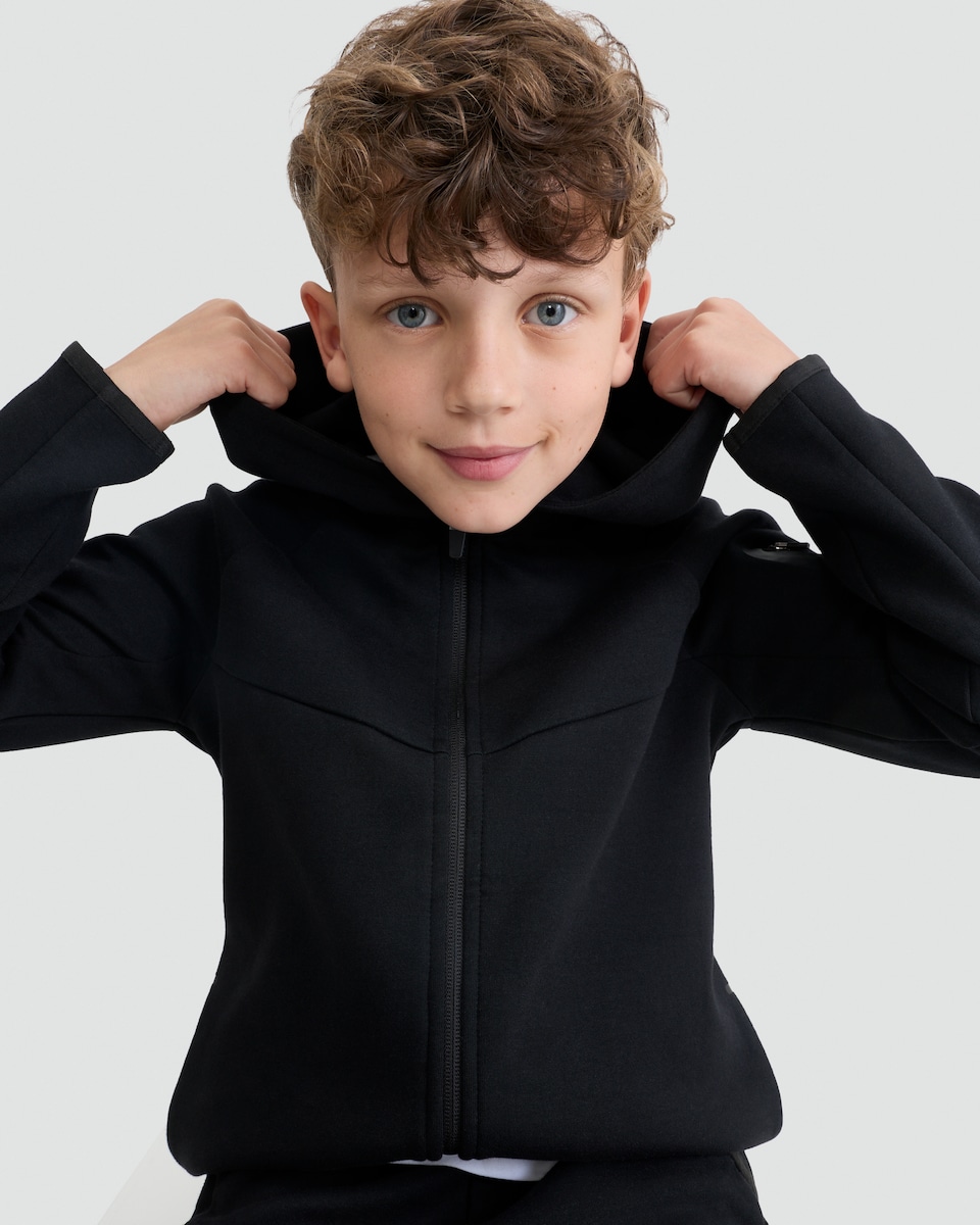 image 1 of F&F Active Cotton Rich Zip Up Hoodie in Black