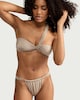 image 3 of F&F High Shine Gathered High Leg Bikini Bottoms in Grey