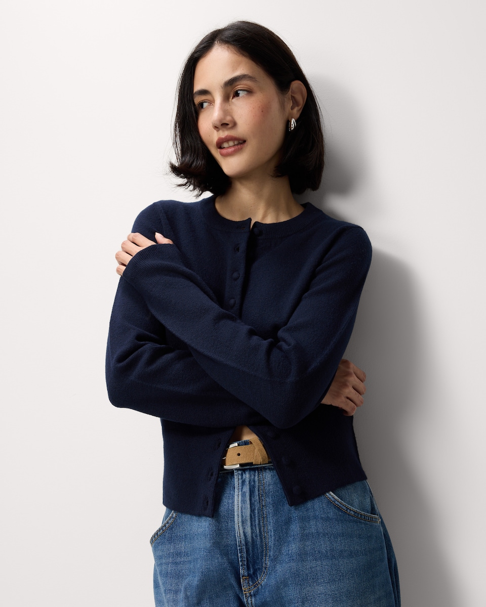 image 1 of F&F Long Sleeved Cardigan in Navy