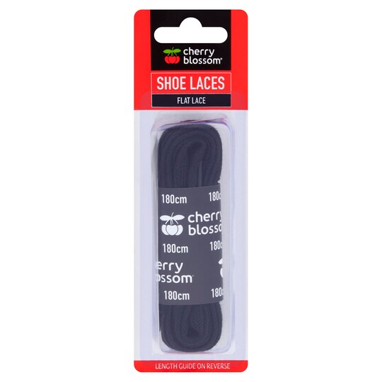 Cherry Blossom Flat Shoe Laces Black 180Cm Tesco Groceries