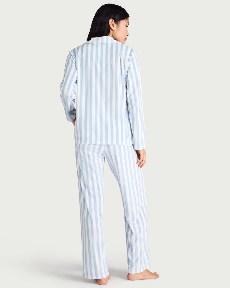 image 1 of Disney Eeyore Fleece Striped Pyjama Set in Blue