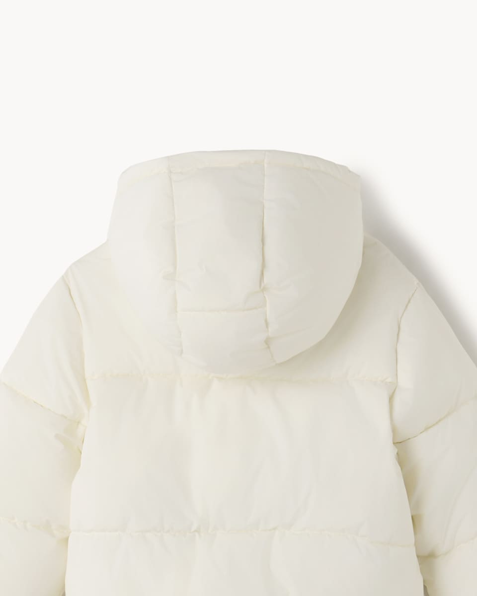 image 1 of F&F Girls Shower Resistant Hooded Padded Coat in Cream