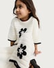 image 1 of F&F Girls 2-Piece Pure Cotton Knitted Textured Flower Top and Trousers Set in Cream