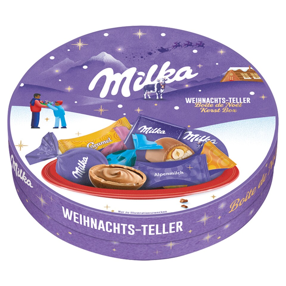 Milka vianočný tanier, mix čokolády, sušienky a cukríky 202 g