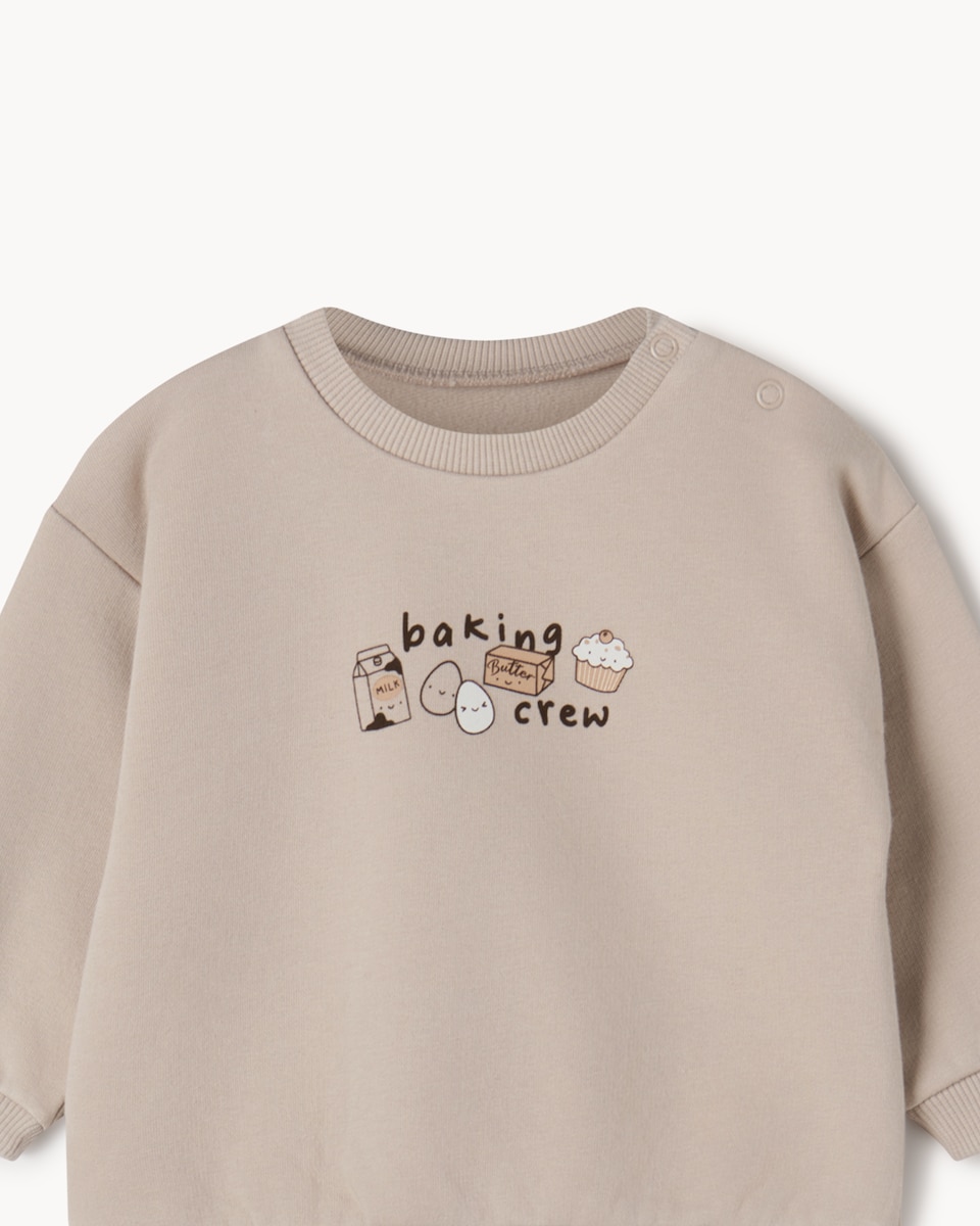 image 1 of F&F Baby 2-Piece Sweatshirt & Joggers Set in Tan