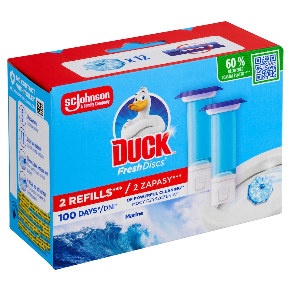 image 1 of Duck Fresh Discs Toilet Cleaner Marine Refill 2 x 36ml (72ml)