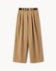 image 5 of F&F Pure Cotton Pleated Belted Chino Trousers in Camel
