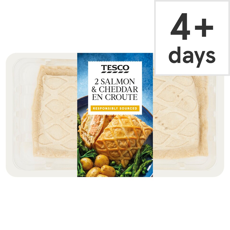 Tesco Salmon & Cheddar En Croute 450G Tesco Groceries