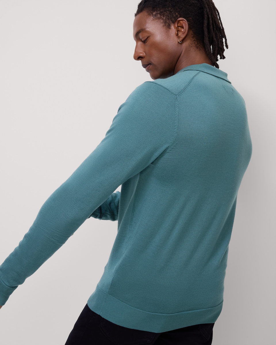image 1 of F&F Merino Wool Polo Jumper in Teal