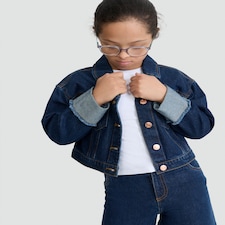 F&F Girls Pure Cotton Denim Jacket in Multi